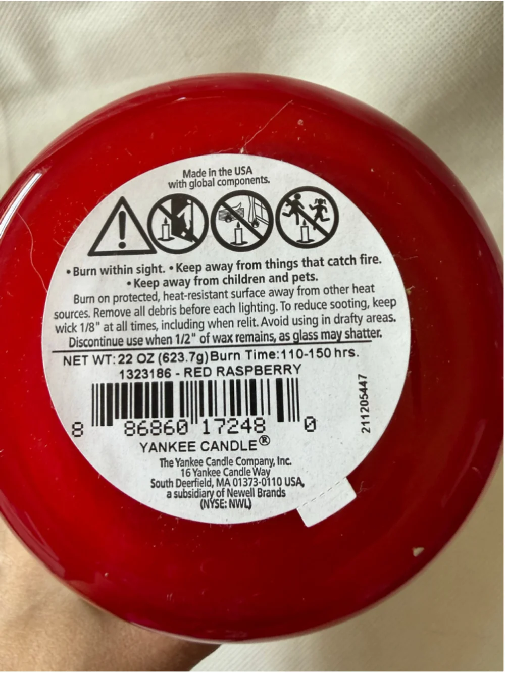 NEW Yankee Candle RED RASPBERRY 22 oz Single Wick Large Jar
